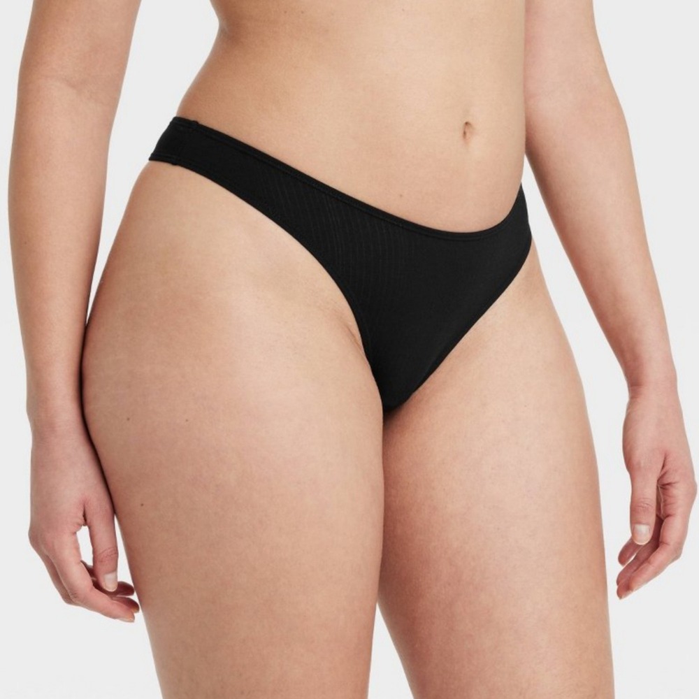 Women's Modal Blend Thong Underwear Auden Black‎ XL (16) Low Rise Cotton Gusset